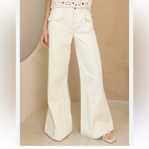 NWT H&M Cotton Mid Rise wide leg flared pants trousers women size 0